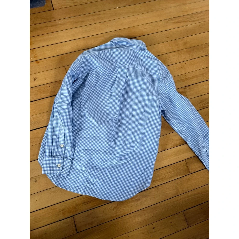 Ralph Lauren blue checkered button down youth‎ top